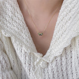 925 Silver Green Zircon Heart Necklace