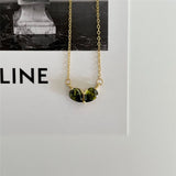 925 Silver Green Zircon Heart Necklace