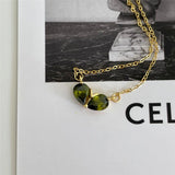 925 Silver Green Zircon Heart Necklace
