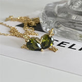 925 Silver Green Zircon Heart Necklace