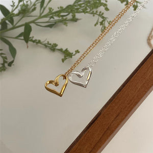 925 Sterling Silver Love Heart Pendant Necklace Female Jewelry