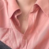 925 Sterling Silver Love Heart Pendant Necklace Female Jewelry