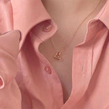 925 Sterling Silver Love Heart Pendant Necklace Female Jewelry