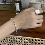 925 Silver Chain Bracelets for Women Geometric Bangle Jewelry