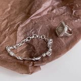 925 Silver Chain Bracelets for Women Geometric Bangle Jewelry