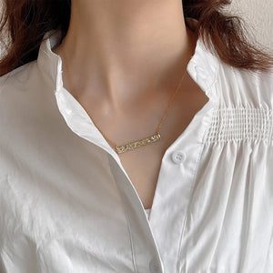 925 Silver Irregular Strip Pendant Necklace Light Chain Couple Jewelry