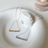 925 Silver Irregular Strip Pendant Necklace Light Chain Couple Jewelry