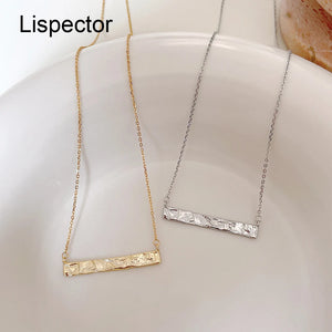 925 Silver Irregular Strip Pendant Necklace Light Chain Couple Jewelry