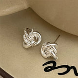 925 Silver Knotted Stud Earrings Geometric Irregular Female Jewelry