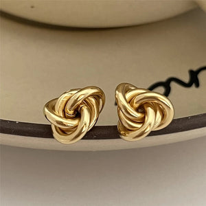 925 Silver Knotted Stud Earrings Geometric Irregular Female Jewelry