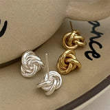 925 Silver Knotted Stud Earrings Geometric Irregular Female Jewelry