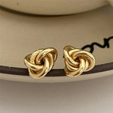 925 Silver Knotted Stud Earrings Geometric Irregular Female Jewelry