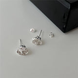 925 Silver Rose Stud Earrings Women Flowers Ear Jewelry