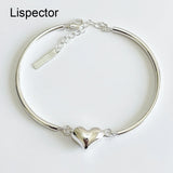 925 Silver Heart Charms Bracelets Minimalist Bangle Jewelry