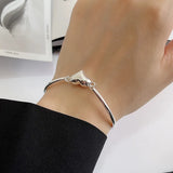 925 Silver Heart Charms Bracelets Minimalist Bangle Jewelry