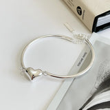 925 Silver Heart Charms Bracelets Minimalist Bangle Jewelry