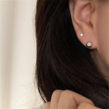 925 Silver Zircon Stud Earrings Women Casual Small Wedding Jewelry Gift