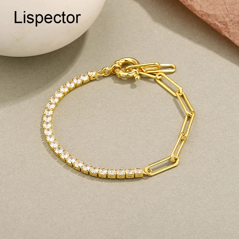 925 Silver Vintage Claw Chain Bracelet Retro Zircon Bangle