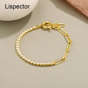 925 Silver Vintage Claw Chain Bracelet Retro Zircon Bangle