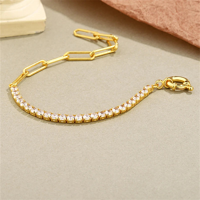 925 Silver Vintage Claw Chain Bracelet Retro Zircon Bangle