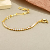 925 Silver Vintage Claw Chain Bracelet Retro Zircon Bangle