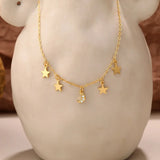 925 Silver Zircon Crescent Moon Star Necklaces for Women