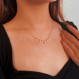 925 Silver Zircon Crescent Moon Star Necklaces for Women