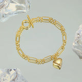 925 Silver Heart Charm Bracelet Twisted Chain Bangle Jewelry