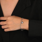 925 Silver Heart Charm Bracelet Twisted Chain Bangle Jewelry