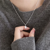925 Silver Heart Pendant Necklace Geometric Clavicle Chain Holiday
