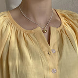 925 Silver Love Heart Pendant Necklaces for Women Minimalist Cauliflower Chain