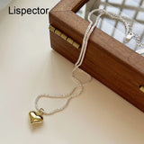 925 Silver Love Heart Pendant Necklaces for Women Minimalist Cauliflower Chain