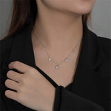 925 Silver Zircon Key Lock Pendant Necklace for Women Boho Charm