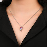 925 Silver Pink Zircon Heart Pendant Necklace for Women