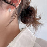 925 Silver Rectangular Zircon Hoop Earrings Geometric Circle Ear Jewelry