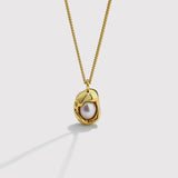 925 Silver Baroque Shell Pearl Pendant Necklace Women Retro Irregular Jewelry