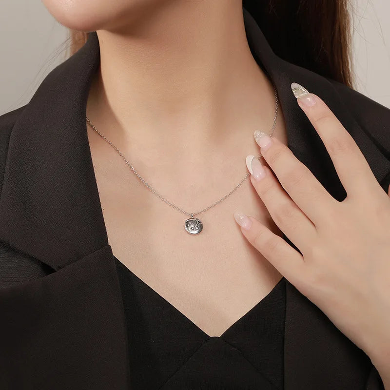 925 Silver Retro Boho Star Moon Pendant Necklace Women Vintage Jewelry