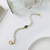 925 Silver Green Zircon Pearl Bracelets for Women