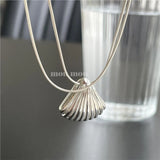 925 Silver Shell Pendant Necklace Bohemian Beach Collar Jewelry