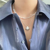 925 Silver Shell Pendant Necklace Bohemian Beach Collar Jewelry