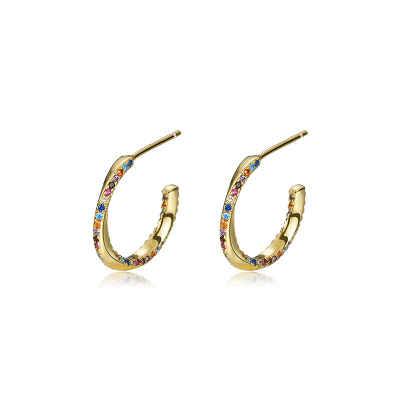 925 Silver Zircon Twisted Stud Earrings Colorful Women's Fine Jewelry