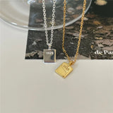 925 Silver Square Pendant Necklace Women Clavicle Chain Female Jewelry