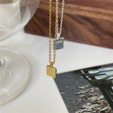 925 Silver Square Pendant Necklace Women Clavicle Chain Female Jewelry