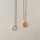 925 Silver Square Pendant Necklace Women Clavicle Chain Female Jewelry