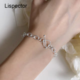925 Silver Twisted Love Heart Charm Bracelet Geometric Bangle Jewelry