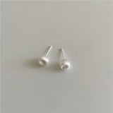 925 Sterling Silver Round Beads Stud Earrings for Women Girls