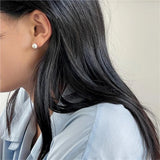 925 Sterling Silver Round Beads Stud Earrings for Women Girls