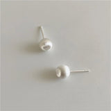925 Sterling Silver Round Beads Stud Earrings for Women Girls