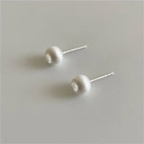 925 Sterling Silver Round Beads Stud Earrings for Women Girls