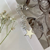 925 Silver Wishing Stars Charm Bracelet O Shape Chain Women Jewelry Gift